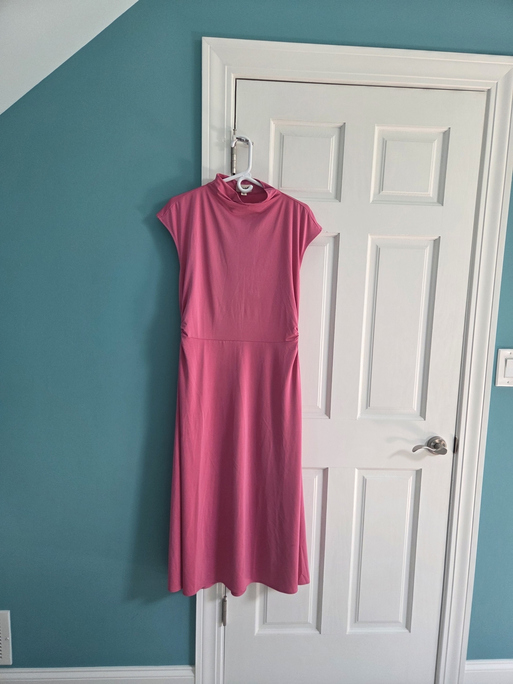 Mock Neck Pink Maxi Dress
